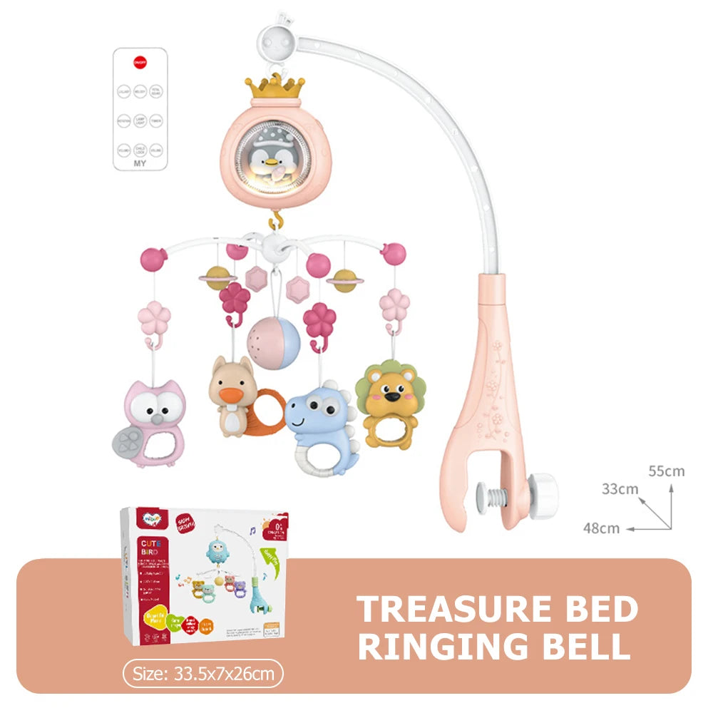 Baby Crib Mobile with Projector and Night Light Remote Control