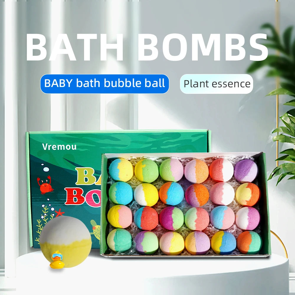 Bath Bombs with Surprise Inside, 24 Pack Kids Bath Bombs Set, Natural