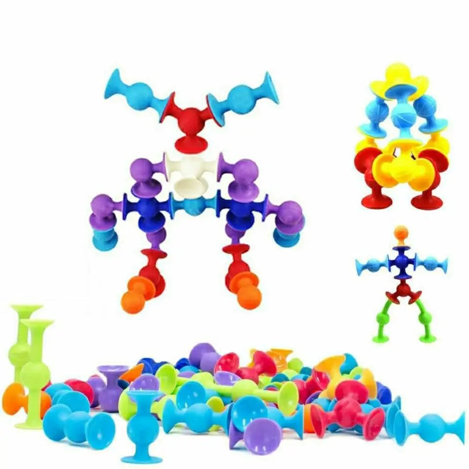 19 Pcs Suckers Assembled Toy Funny Silicone Block Model Construction