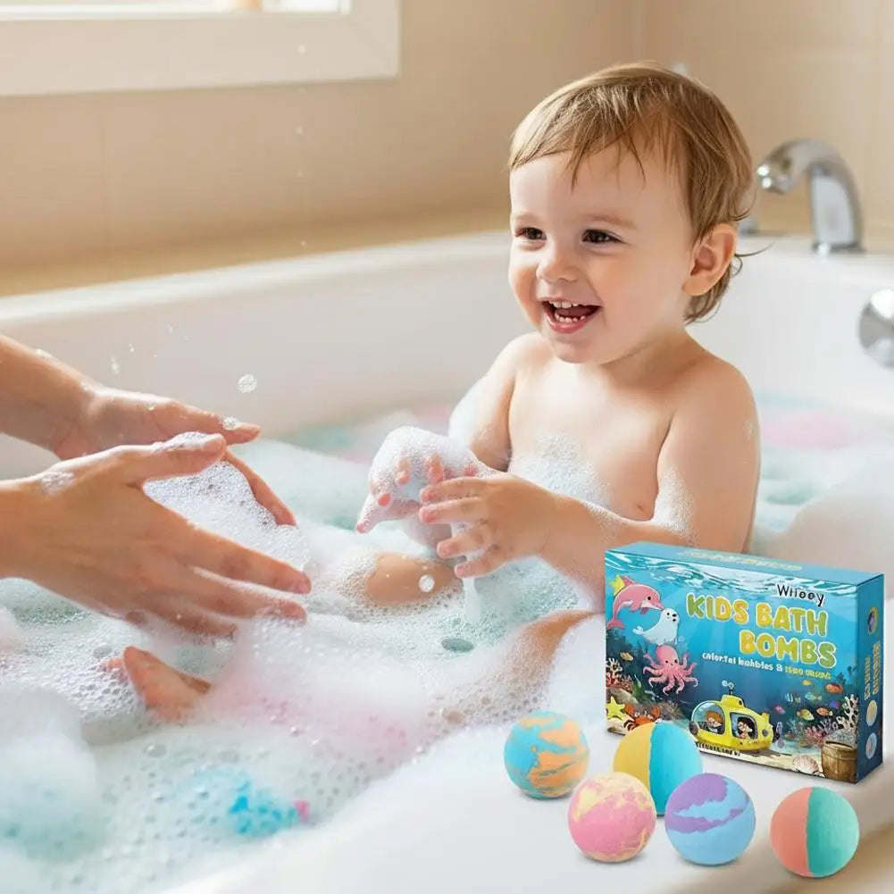 Kids Colorful Bath Bombs, Bath Color Fizzy Spa Balls Set Bathtub Fun