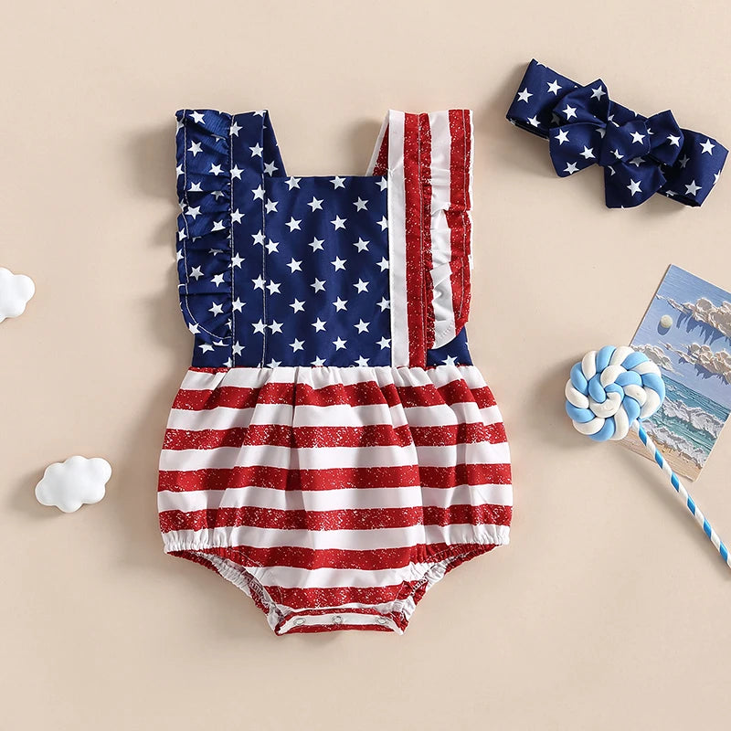 Citgeett Summer Independence Day Infant Baby Girl Outfits Sleeveless