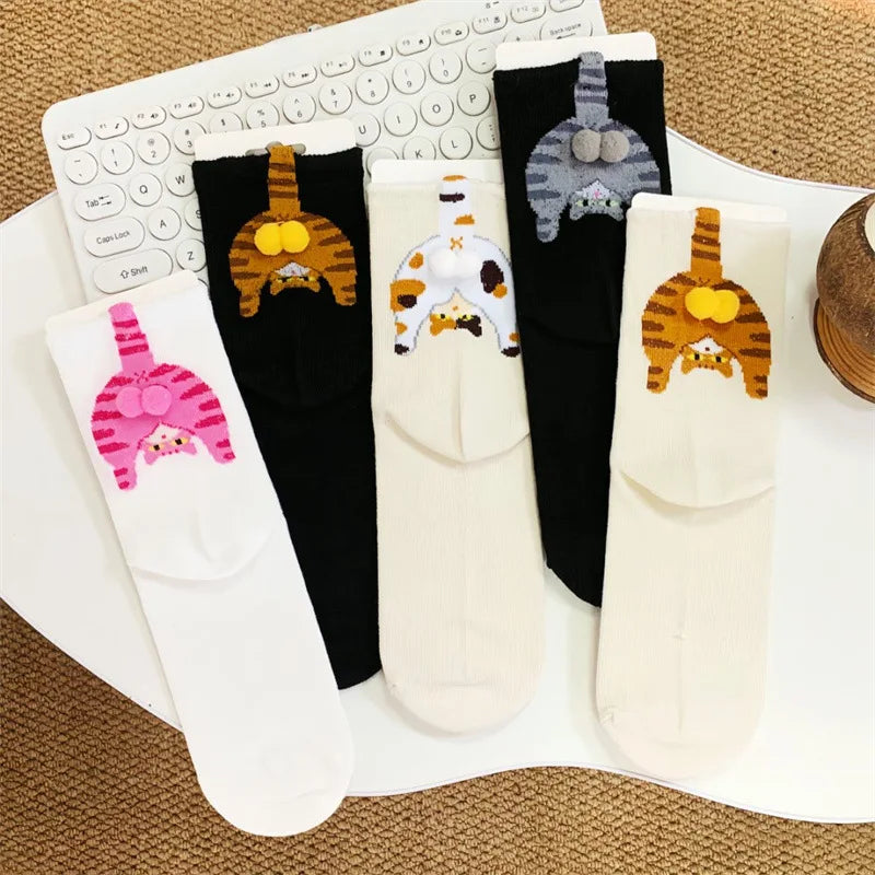 Couple Cat Egg Socks 3D Funny Mid Tube Winter Warm Matching Wear for