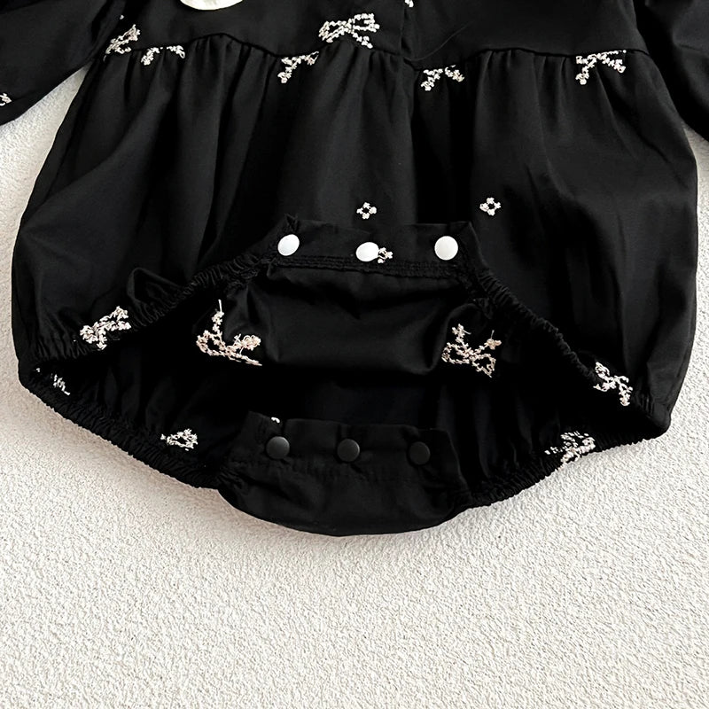 Kids Baby Girls Long Sleeve Sweet Embroider Sisters Rompers Spring
