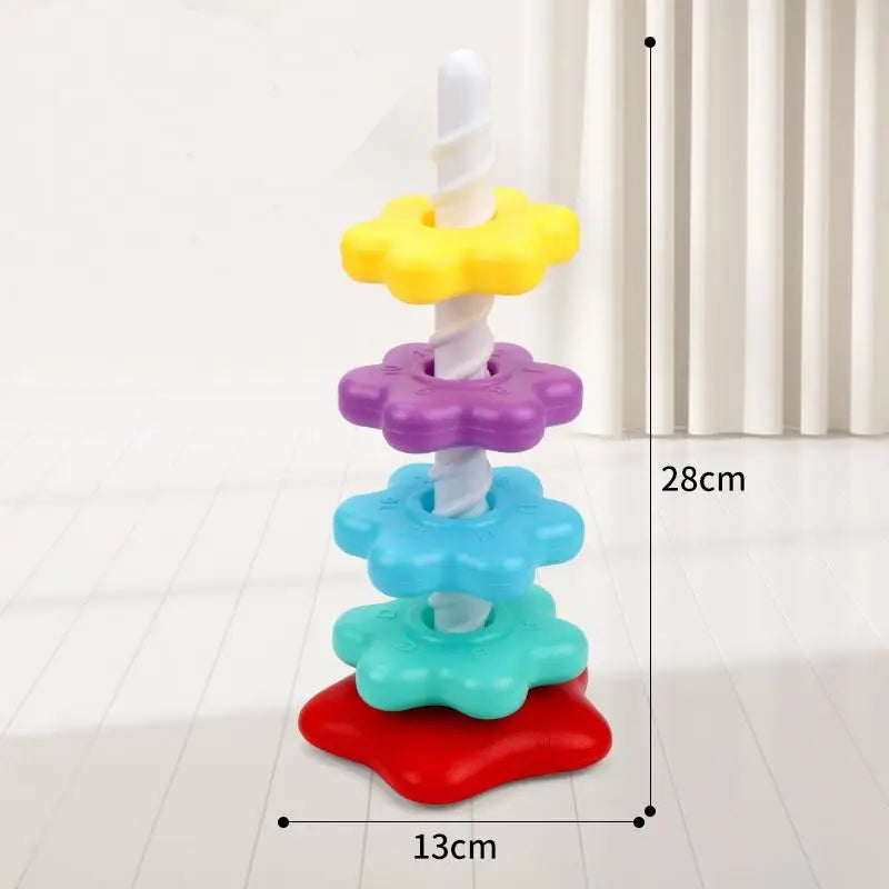 Baby Spinning Stacking Puzzle Toy Montessori Rotating Rainbow Tower