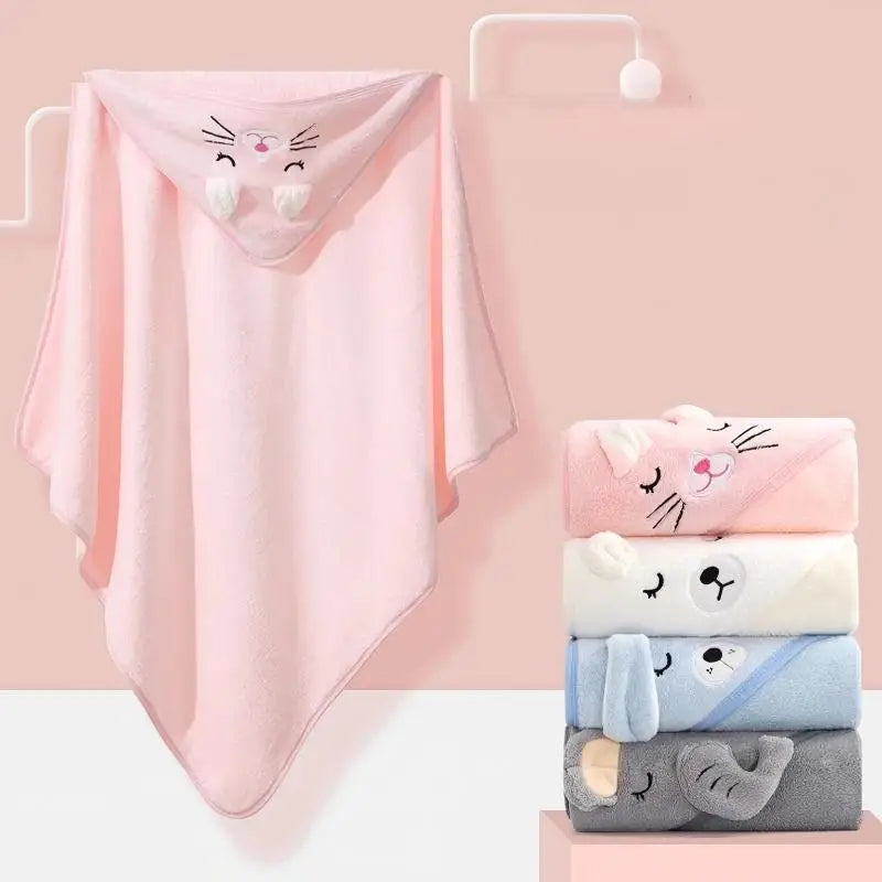Poncho Bath Towel, Soft Newborn Bathrobe, Baby Cartoon Towel, Absorbent