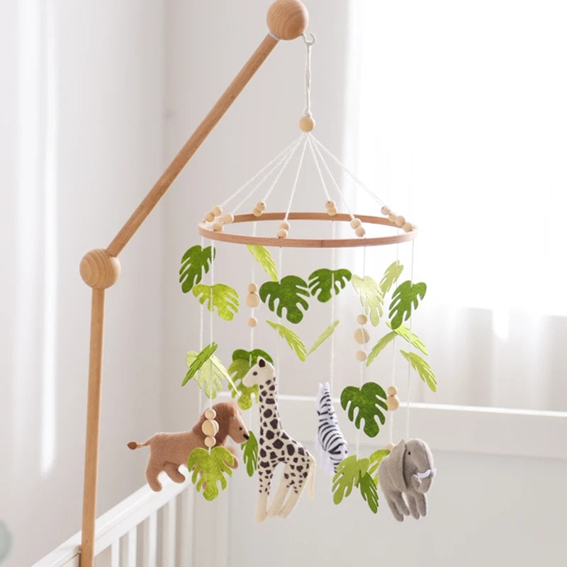 Baby Crib Mobile Rattle Toy For Cartoon Felt Forest Animal Bed Bell