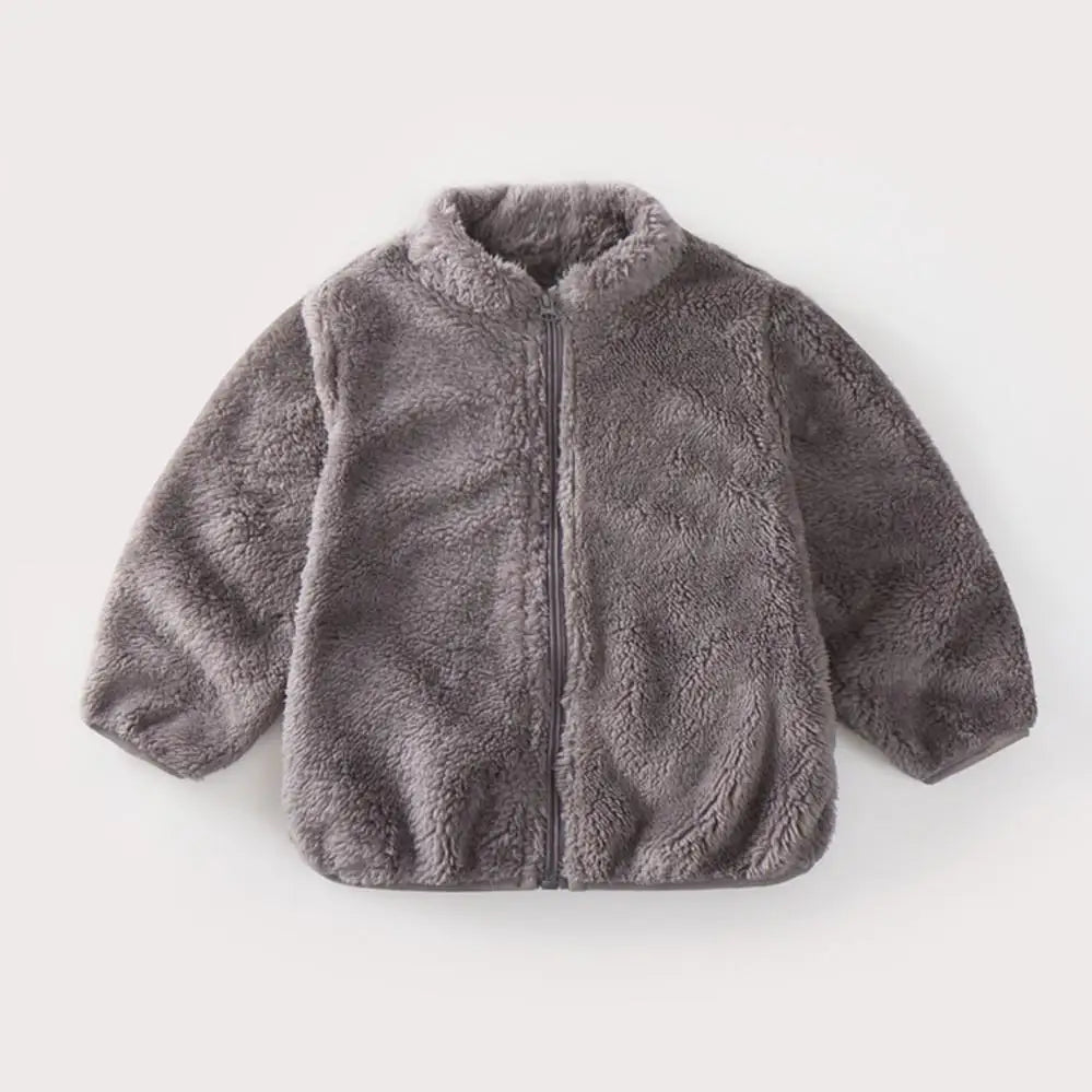 Solid Color Fashion Children Plush Coat Autumn Winter Warm Baby Girl