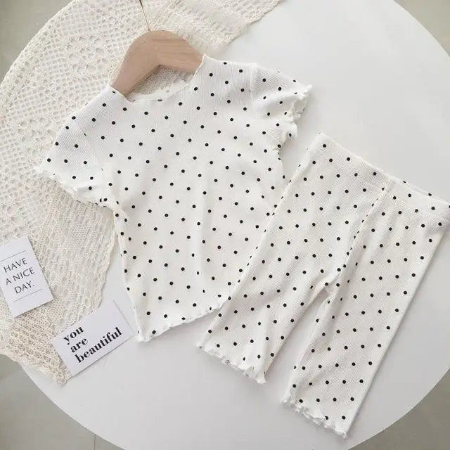 Korean Home Clothes Baby Girls Summer Pajamas Suits Two-piece Flora