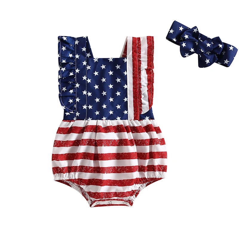 Citgeett Summer Independence Day Infant Baby Girl Outfits Sleeveless