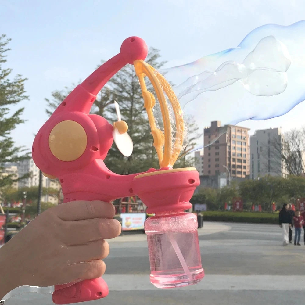 Blowing Large Bubbles Automatic Bubble Gun with Liquid Toy Soap