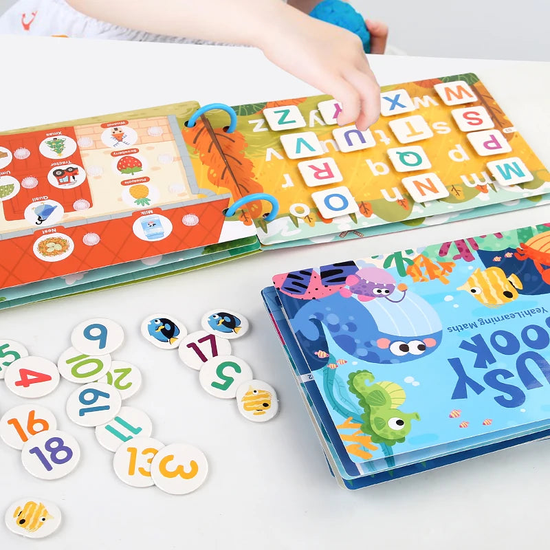 Montessori Scene Stickers DIY Hand-on Puzzle Reusable Books Cartoon