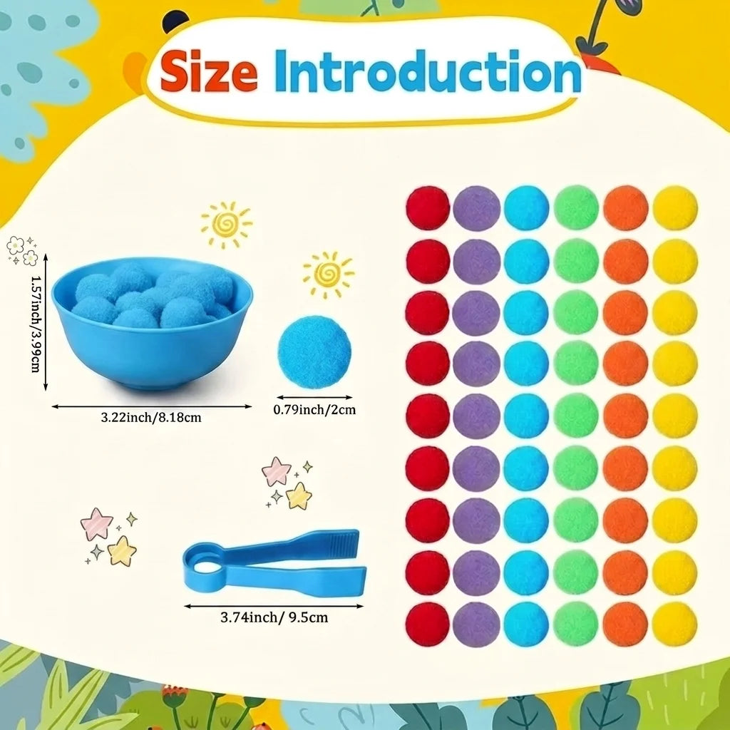 30-68PCS Kids Sorting Counting Toy Rainbow Color Classification Bowls