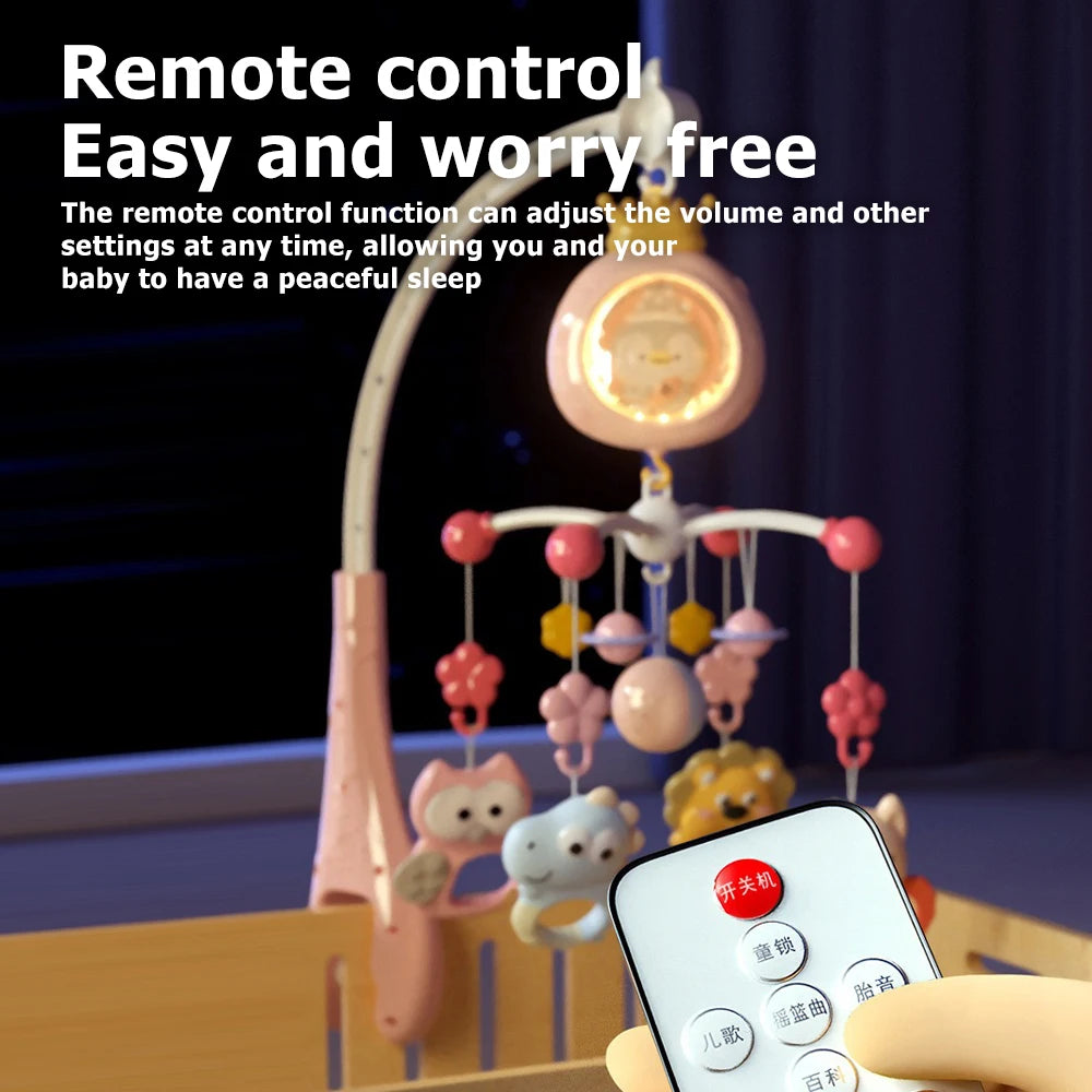 Baby Crib Mobile with Projector and Night Light Remote Control