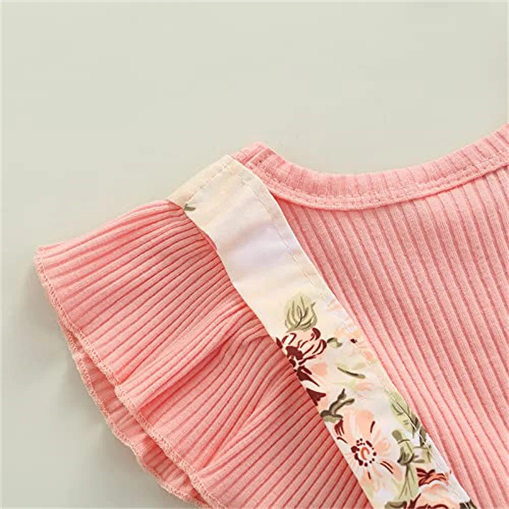 Kids Dress For Cotton Ruffle Sleeve Cute Butterfly Floral Summer